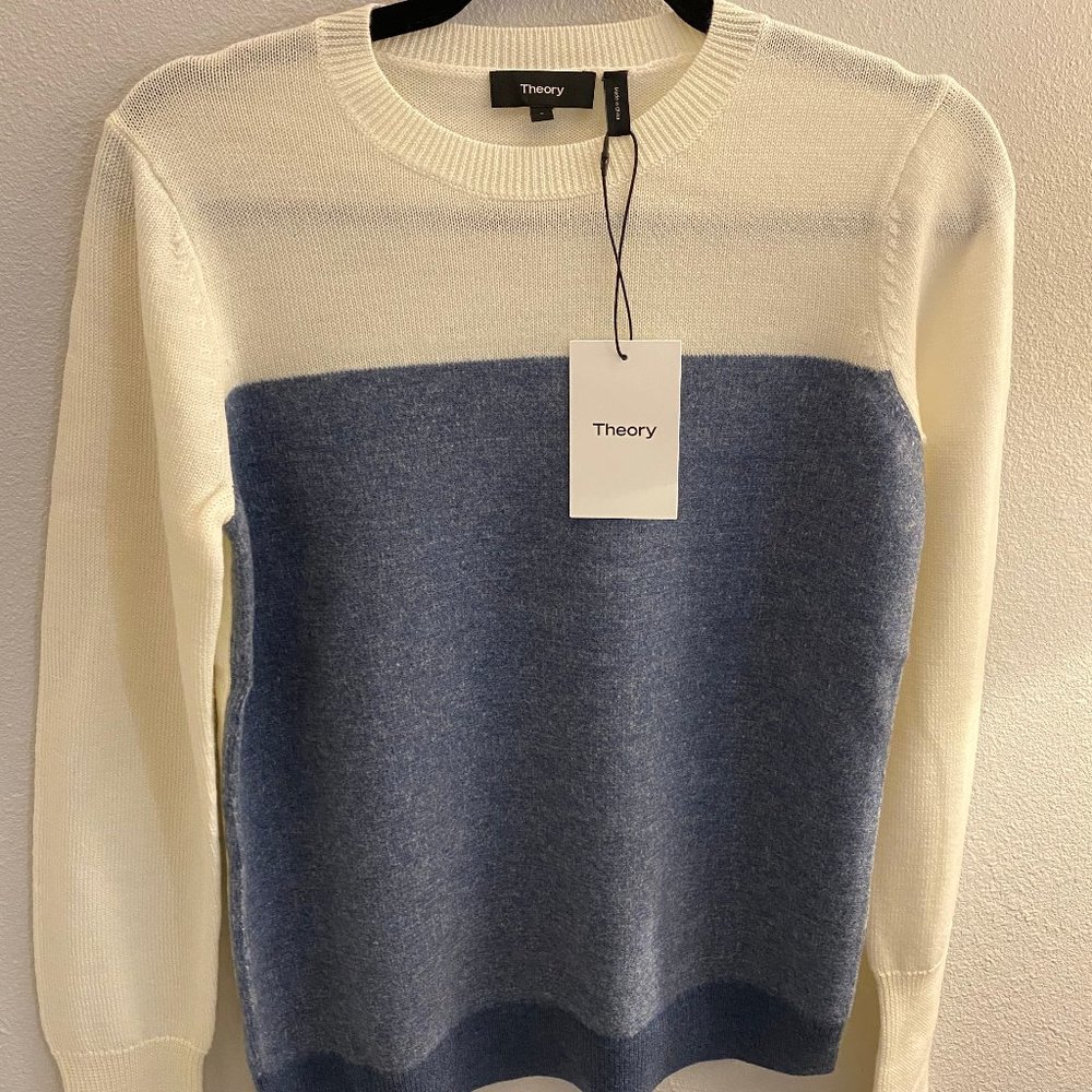 [NEW] THEORY denim combo sweater